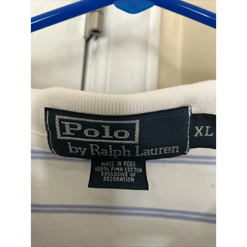 Polo Ralph Lauren Polo Shirt Pima Soft Touch Blue White Striped Pony XL